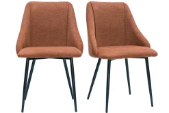 Miliboo Chaise Design-Chaises en tissu effet velours texturé terre brûlée et métal noir (lot de 2) HIGGINS