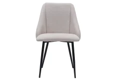 Miliboo Chaise Design-Chaises en tissu effet velours texturé beige et métal noir (lot de 2) HIGGINS