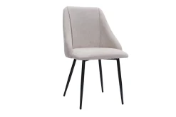 Miliboo Chaise Design-Chaises en tissu effet velours texturé beige et métal noir (lot de 2) HIGGINS