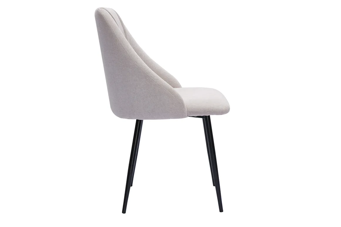 Miliboo Chaise Design-Chaises en tissu effet velours texturé beige et métal noir (lot de 2) HIGGINS