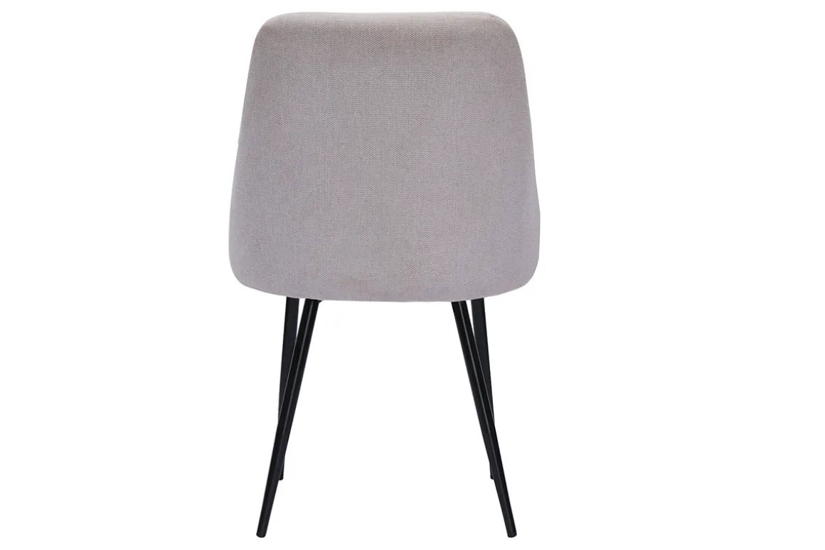 Miliboo Chaise Design-Chaises en tissu effet velours texturé beige et métal noir (lot de 2) HIGGINS