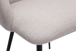 Miliboo Chaise Design-Chaises en tissu effet velours texturé beige et métal noir (lot de 2) HIGGINS