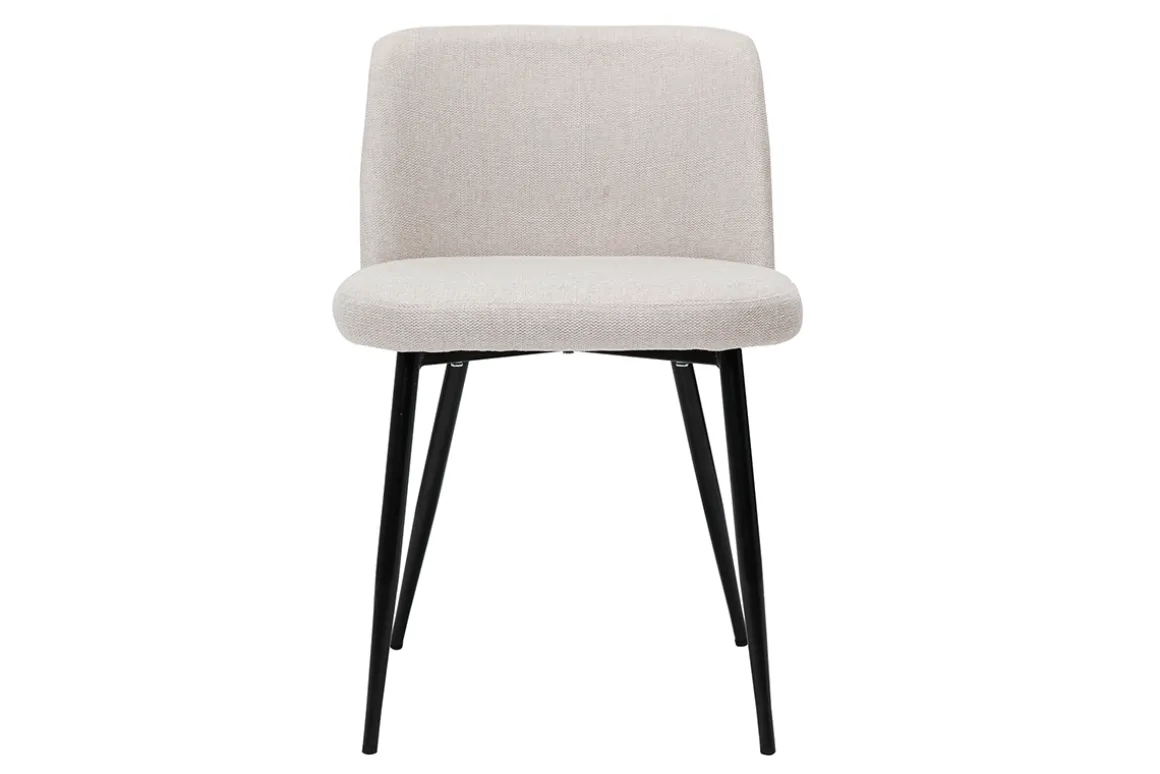 Miliboo Chaise Design-Chaises en tissu effet velours texturé beige et métal noir (lot de 2) MONTI