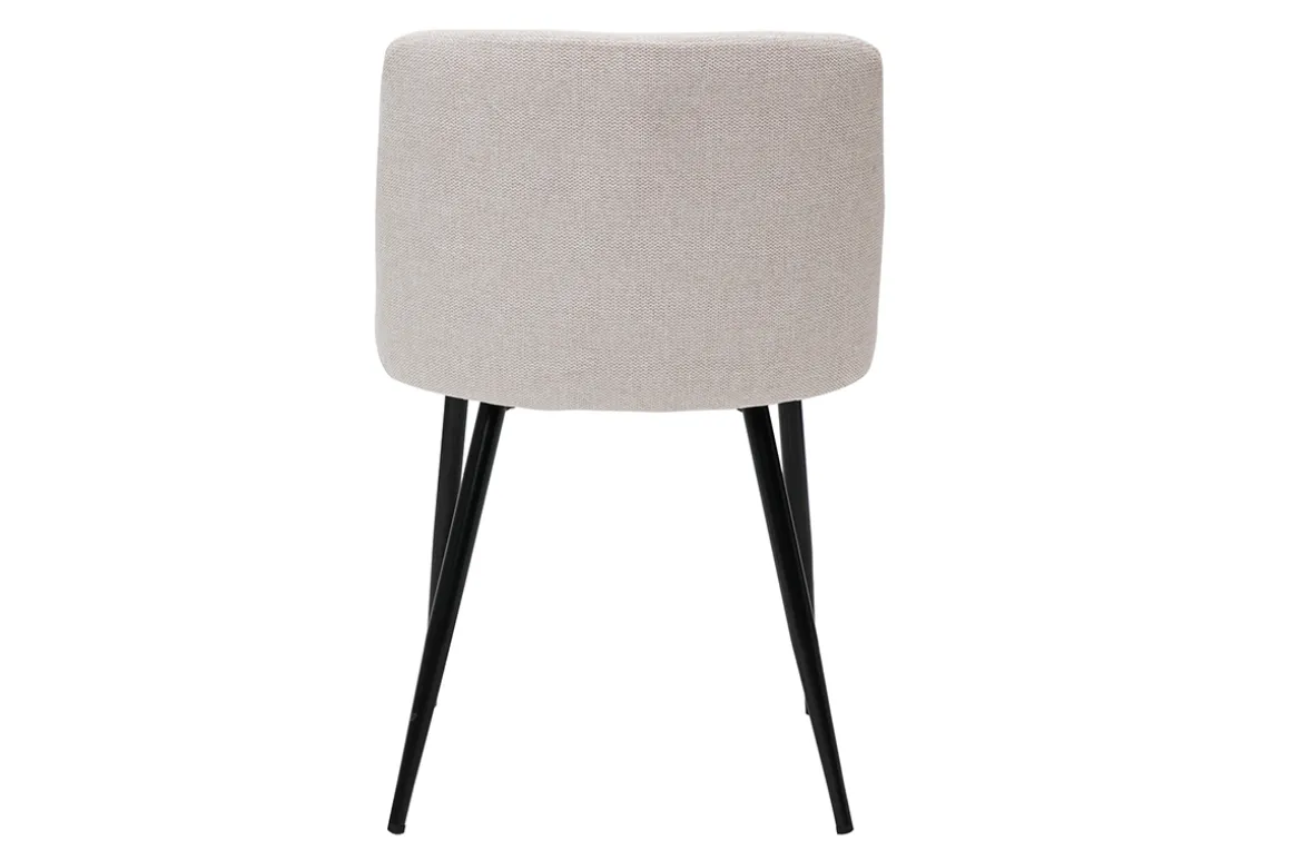 Miliboo Chaise Design-Chaises en tissu effet velours texturé beige et métal noir (lot de 2) MONTI