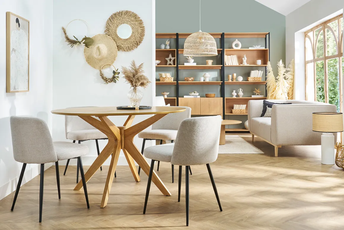 Miliboo Chaise Design-Chaises en tissu effet velours texturé beige et métal noir (lot de 2) MONTI