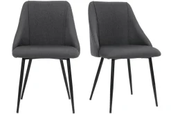 Miliboo Chaise Design-Chaises en tissu gris foncé et métal noir (lot de 2) HIGGINS