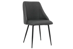 Miliboo Chaise Design-Chaises en tissu gris foncé et métal noir (lot de 2) HIGGINS