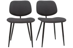 Miliboo Chaise Design-Chaises en tissu gris foncé et métal noir (lot de 2) TOBIAS