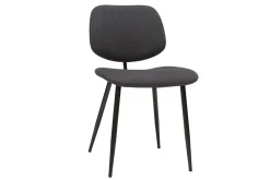Miliboo Chaise Design-Chaises en tissu gris foncé et métal noir (lot de 2) TOBIAS