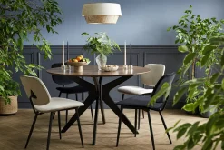 Miliboo Chaise Design-Chaises en tissu gris foncé et métal noir (lot de 2) TOBIAS