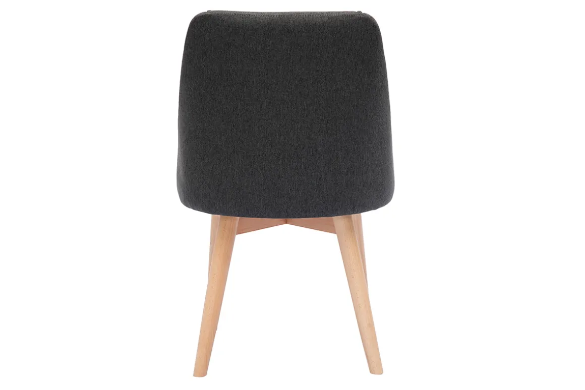 Miliboo Chaise Design-Chaises en tissu gris foncé et bois clair (lot de 2) HIGGINS