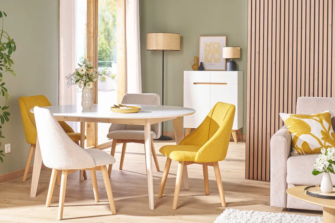 Miliboo Chaise Design-Chaises en tissu gris foncé et bois clair (lot de 2) HIGGINS