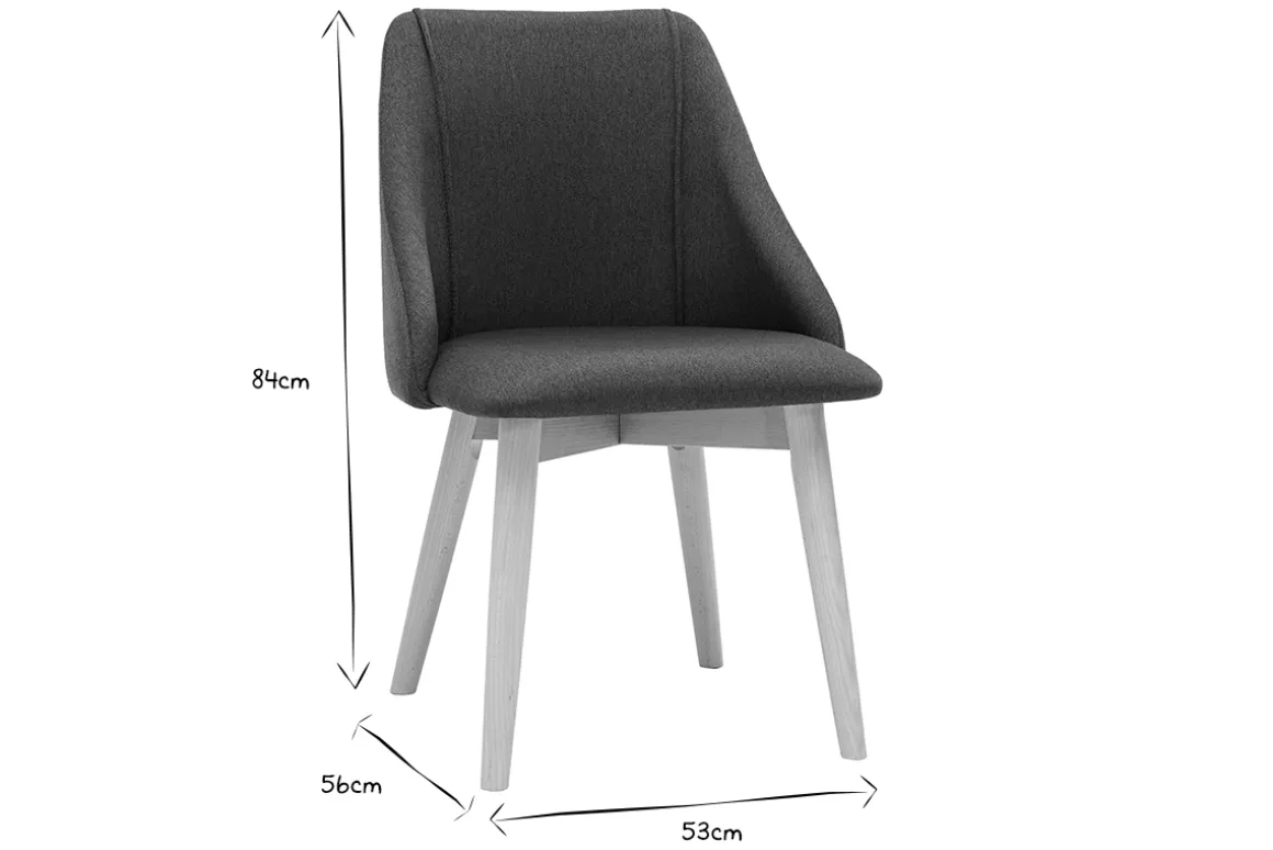 Miliboo Chaise Design-Chaises en tissu gris foncé et bois clair (lot de 2) HIGGINS