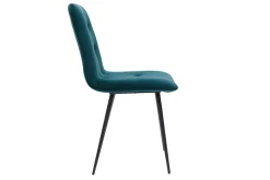 Miliboo Chaise Design-Chaises en tissu velours gaufré bleu canard et métal noir (lot de 2) ESCAPE