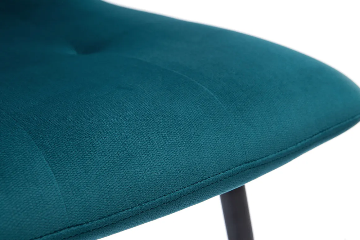 Miliboo Chaise Design-Chaises en tissu velours gaufré bleu canard et métal noir (lot de 2) ESCAPE