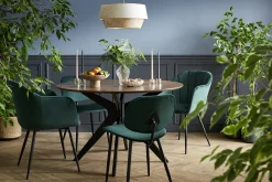 Miliboo Chaise Design-Chaises en tissu velours vert et métal noir (lot de 2) TOBIAS