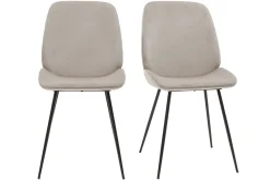 Miliboo Chaise Design-Chaises en tissu velours taupe et métal noir (lot de 2) KAOLY