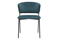 Miliboo Chaise Design-Chaises en tissu velours gaufré bleu canard et métal noir (lot de 2) FELIZ