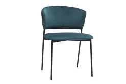 Miliboo Chaise Design-Chaises en tissu velours gaufré bleu canard et métal noir (lot de 2) FELIZ