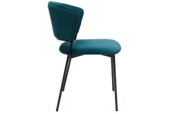 Miliboo Chaise Design-Chaises en tissu velours gaufré bleu canard et métal noir (lot de 2) FELIZ