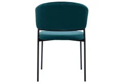 Miliboo Chaise Design-Chaises en tissu velours gaufré bleu canard et métal noir (lot de 2) FELIZ