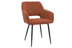 Miliboo Chaise Design-Chaises en tissu velours côtelé terre brûlée et métal noir (lot de 2) LAURETTE