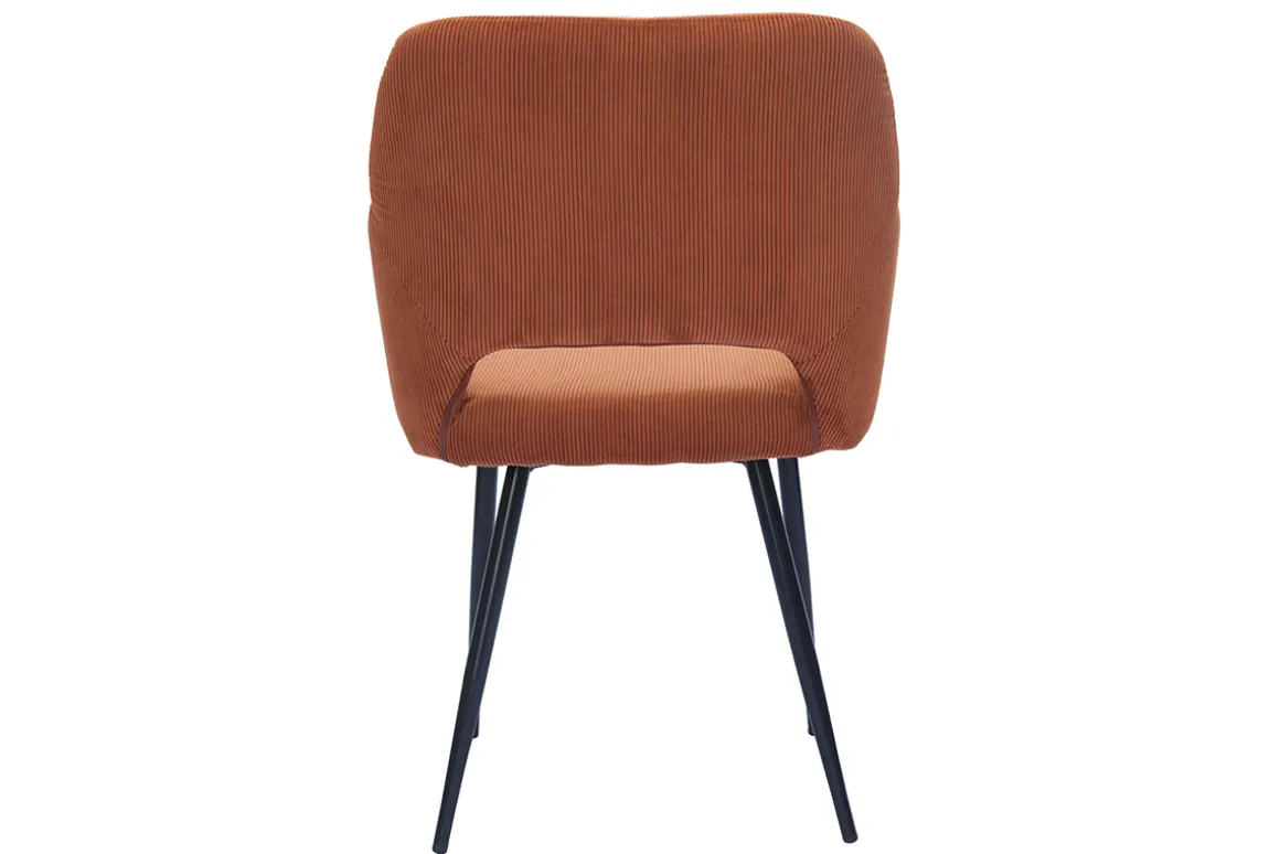 Miliboo Chaise Design-Chaises en tissu velours côtelé terre brûlée et métal noir (lot de 2) LAURETTE