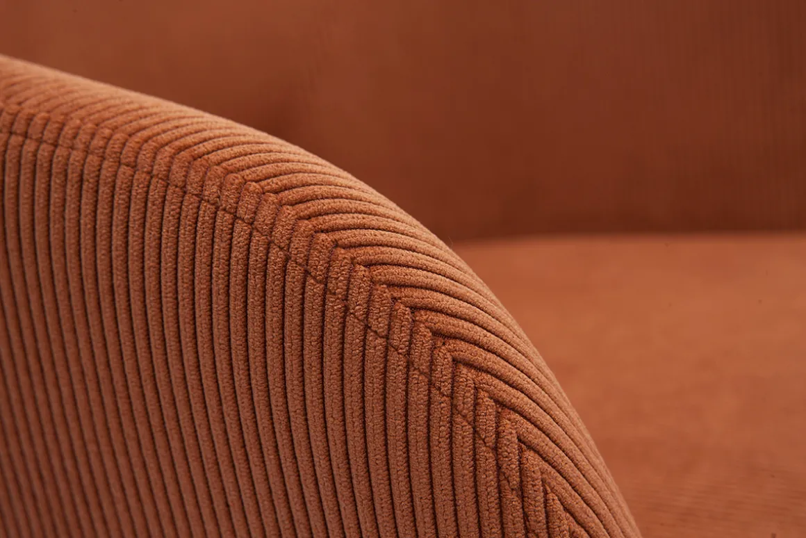 Miliboo Chaise Design-Chaises en tissu velours côtelé terre brûlée et métal noir (lot de 2) LAURETTE