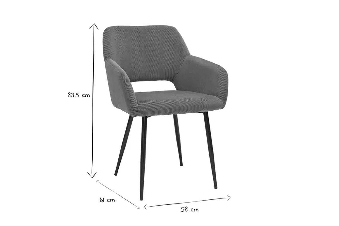 Miliboo Chaise Design-Chaises en tissu velours côtelé terre brûlée et métal noir (lot de 2) LAURETTE