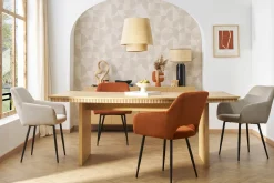 Miliboo Chaise Design-Chaises en tissu velours côtelé taupe et métal noir (lot de 2) LAURETTE