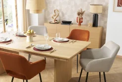 Miliboo Chaise Design-Chaises en tissu velours côtelé taupe et métal noir (lot de 2) LAURETTE