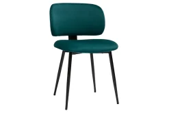 Miliboo Chaise Design-Chaises en tissu velours bleu pétrole et métal noir (lot de 2) ATRIUM