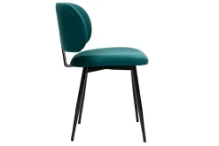 Miliboo Chaise Design-Chaises en tissu velours bleu pétrole et métal noir (lot de 2) ATRIUM