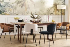 Miliboo Chaise Design-Chaises en tissu velours bleu pétrole et métal noir (lot de 2) ATRIUM