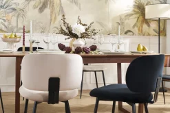 Miliboo Chaise Design-Chaises en tissu velours bleu pétrole et métal noir (lot de 2) ATRIUM