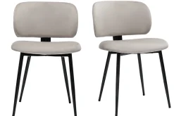 Miliboo Chaise Design-Chaises en tissu velours taupe et métal noir (lot de 2) ATRIUM