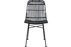 Miliboo Chaise Design-Chaises noires en rotin et métal (lot de 2) MALACCA