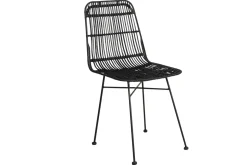 Miliboo Chaise Design-Chaises noires en rotin et métal (lot de 2) MALACCA