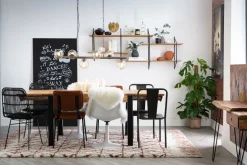 Miliboo Chaise Design-Chaises noires en rotin et métal (lot de 2) MALACCA