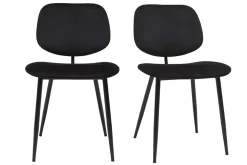 Miliboo Chaise Design-Chaises noires en tissu velours et métal (lot de 2) TOBIAS
