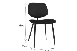 Miliboo Chaise Design-Chaises noires en tissu velours et métal (lot de 2) TOBIAS