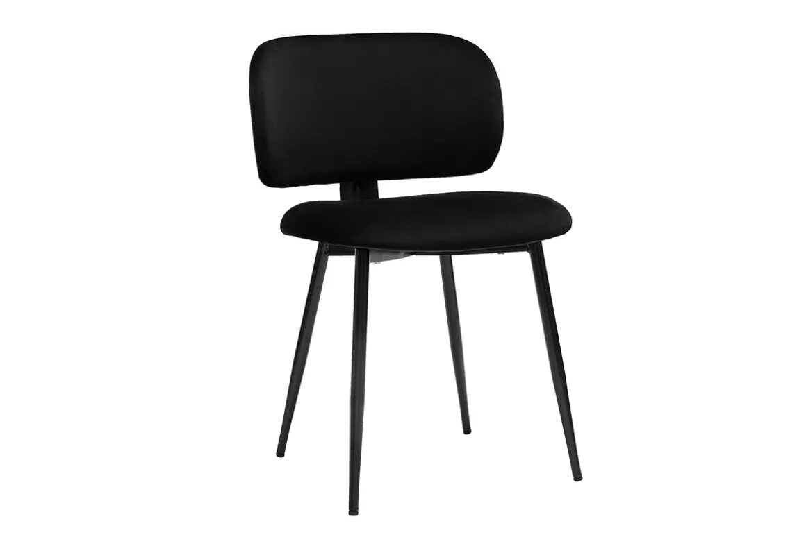 Miliboo Chaise Design-Chaises noires en tissu velours et métal (lot de 2) ATRIUM