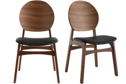 Miliboo Chaise Design|Chaise En Bois-Chaises noires et bois foncé (lot de 2) ELTON