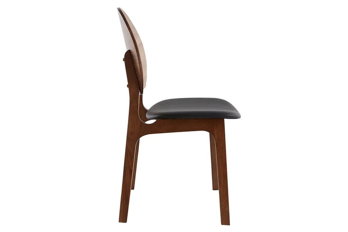 Miliboo Chaise Design|Chaise En Bois-Chaises noires et bois foncé (lot de 2) ELTON