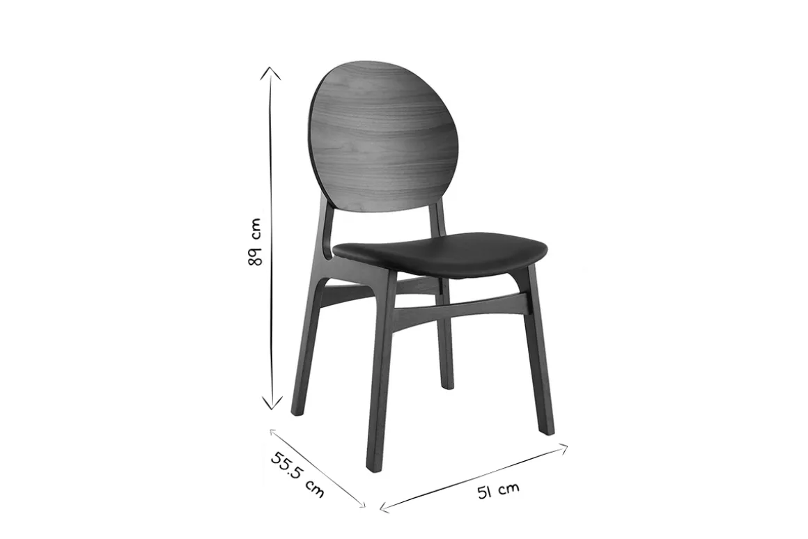 Miliboo Chaise Design|Chaise En Bois-Chaises noires et bois foncé (lot de 2) ELTON