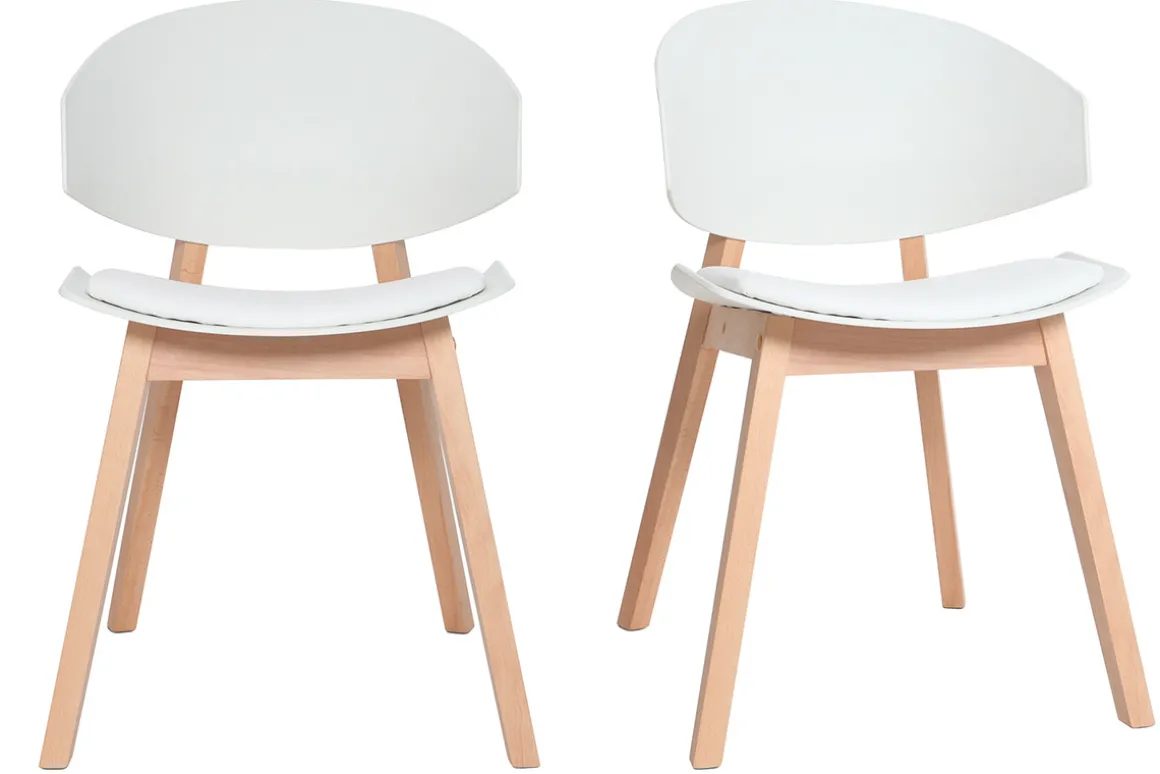 Miliboo Chaise Design-Chaises scandinaves blanc et bois clair (lot de 2) BLOEM
