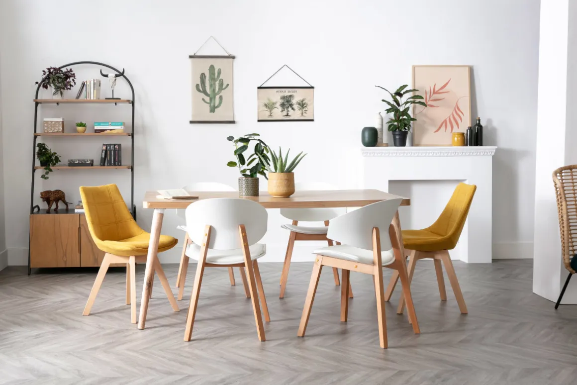 Miliboo Chaise Design-Chaises scandinaves blanc et bois clair (lot de 2) BLOEM