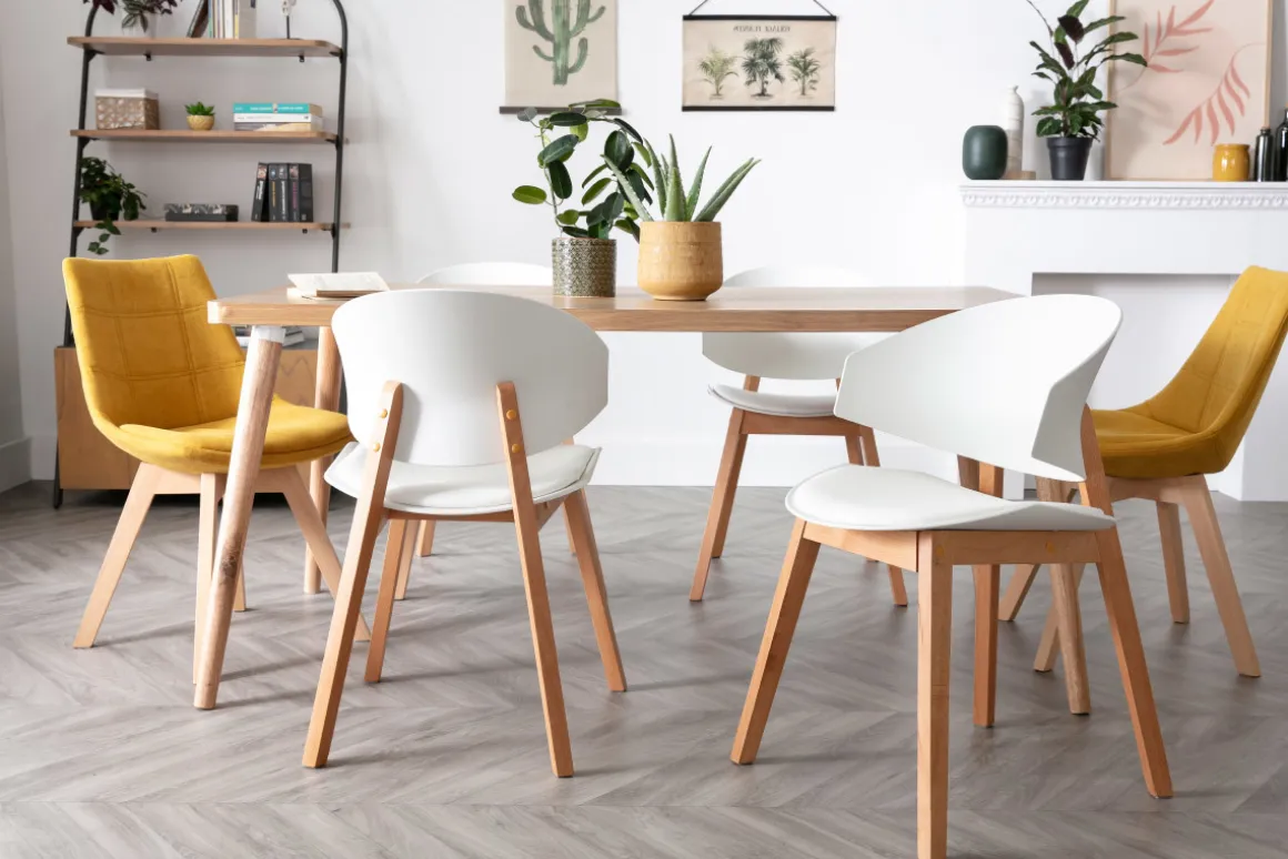 Miliboo Chaise Design-Chaises scandinaves blanc et bois clair (lot de 2) BLOEM