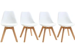 Miliboo Chaise Design-Chaises scandinaves blanc et bois clair massif (lot de 4) PAULINE