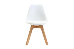 Miliboo Chaise Design-Chaises scandinaves blanc et bois clair massif (lot de 4) PAULINE